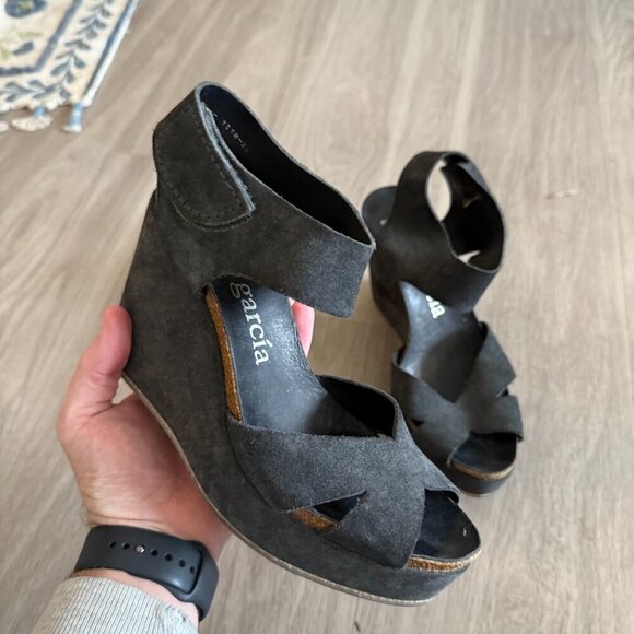 Pedro Garcia Wedge Sandals Size 36.5 Color Grey - Picture 2 of 6